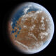 Vesi Marsil. Kunstniku nägemus sellest, milline võis iidne Marss geoloogiliste andmete põhjal välja näha, kui Marsil voolas veel toona vesi. Foto allikas: Wikipedia, Water on Mars.