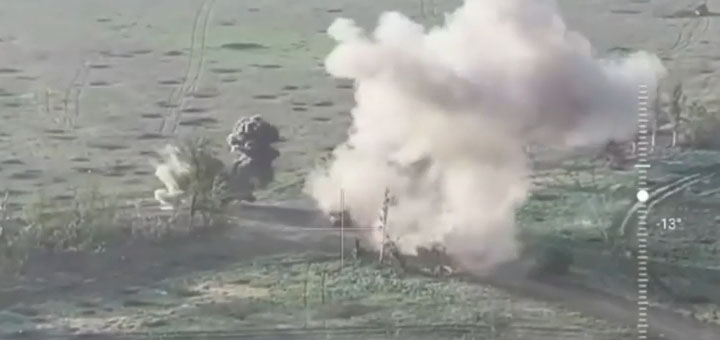 Kaader videost, milles Ukraina väitel hävitati ühe lahinguga terve Vene tankikompanii